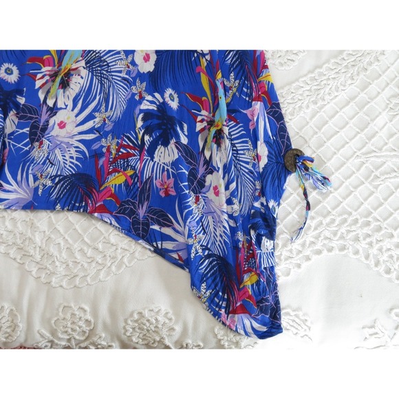 Water Lily Tropical Floral Print Sundress 2X Beach Summer Cruise Rayon Flowy - Picture 4 of 7